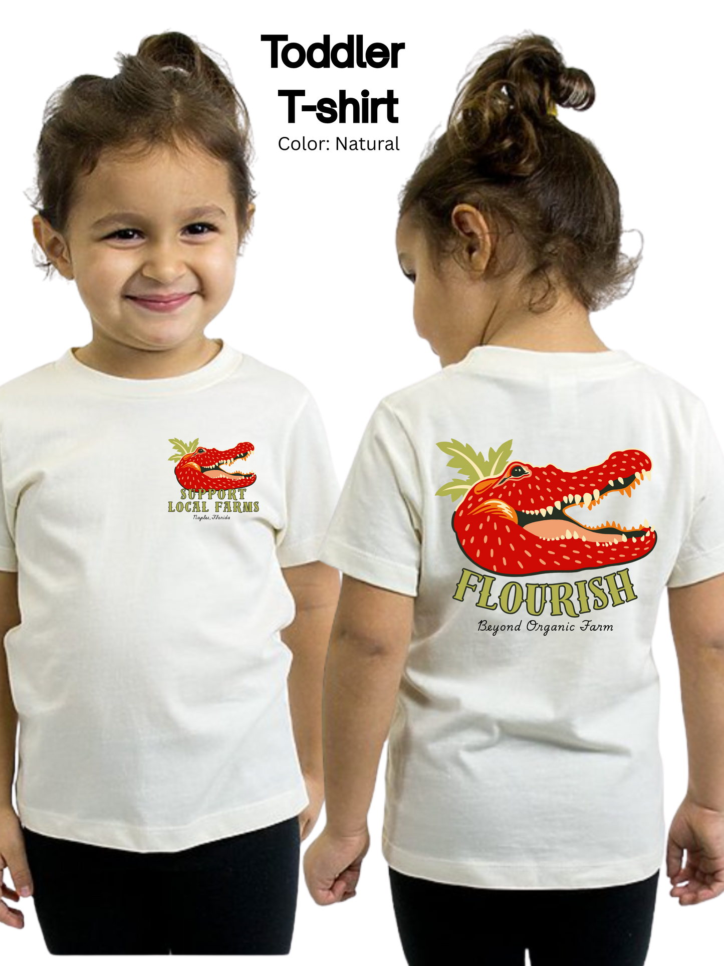 Flourish Farm Organic Cotton Strawberry Gator Tee, USA Made