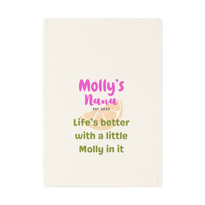 Personalized Cotton Tea Towel for Grandmas - "Life's Better with a Little Molly in It"