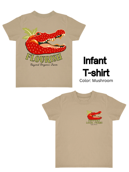 Flourish Farm Organic Cotton Strawberry Gator Tee, USA Made