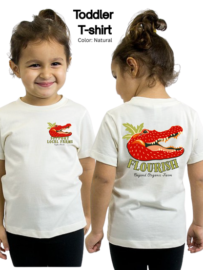Flourish Farm Organic Cotton Strawberry Gator Tee, USA Made