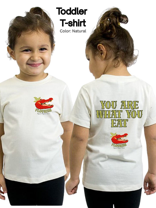 Flourish Farm Organic Cotton YOU ARE WHAT YOU EAT Tee, USA Made